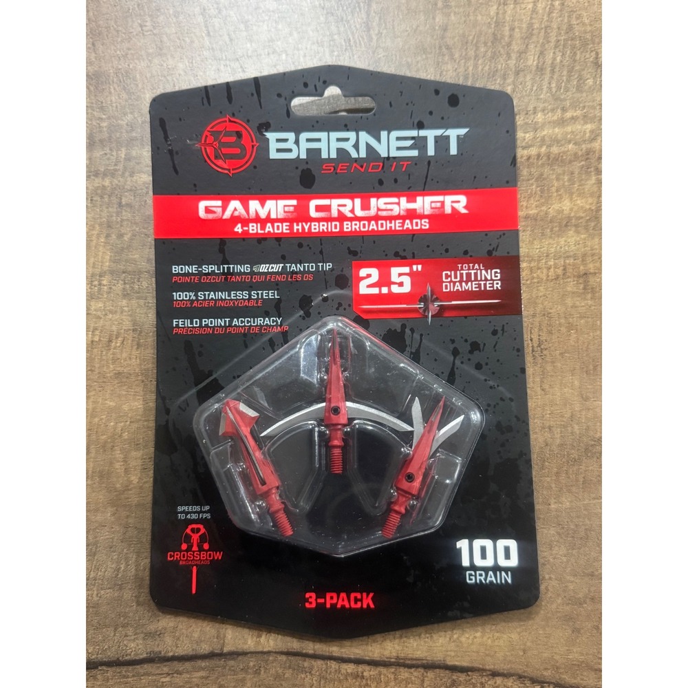 Barnett Gamecrusher 4 Blade Hybrid Crossbow 2.5" Broadheads‎ 100 gr Bow Hunting